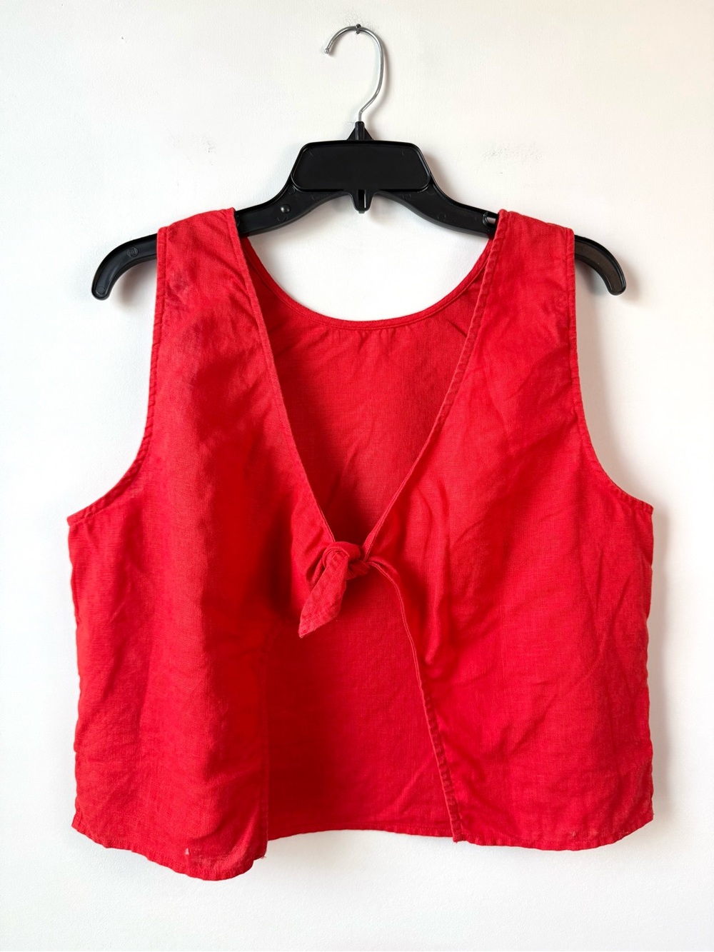 Madewell Tie Back Linen Tank Top Rouge Red 10 - Picture 4 of 8